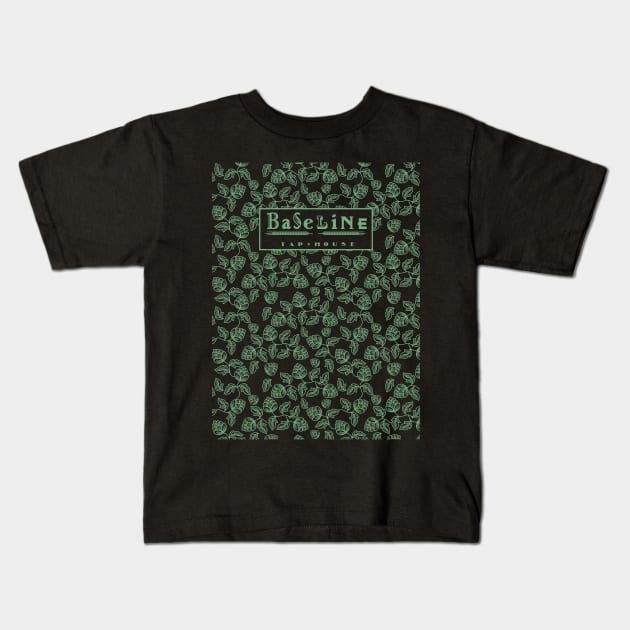 Baseline Tap House Hops Pattern Green Kids T-Shirt by FandomTrading